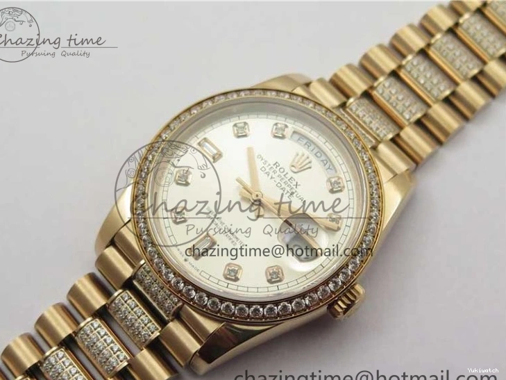 Bracelet Day-Date Dial Silver on Crystal RG A2836 Best Edition 128235 Marker Crystal BP President 36mm RG 0511